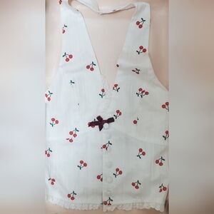White Cherry-Print Halter Top (M-L)